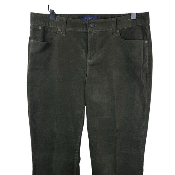 Talbots Deep Green Corduroy Mid Rise Signature Bootcut Pants Fall Holiday Simple - Picture 3 of 9